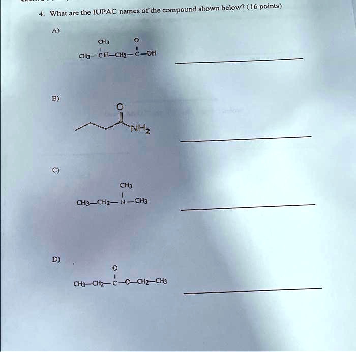 Solved What Are The Iupac Names Of The Compound Shown Below Ch Ch