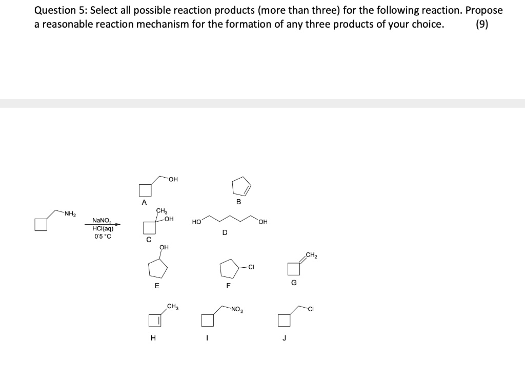 Solved Question Select All Possible Reaction Products More Than