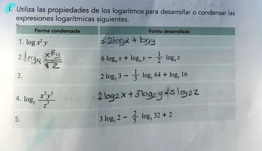 SOLVED 1 Utiliza Las Propiedades De Los Logaritmos Para Desarrollar O