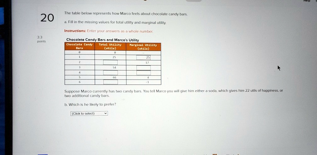 SOLVED The Table Below Represents How Marco Feels About Chocolate