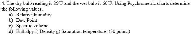 SOLVED 4 The Dry Bulb Reading Is 85F And The Wet Bulb Is 60F Using