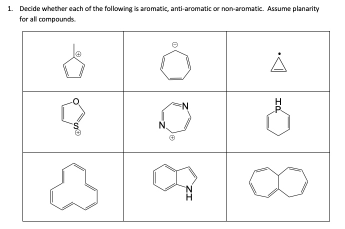 Solved Decide Whether Each Of The Following Is Aromatic Anti Aromatic