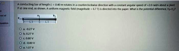 Solved A Conducting Bar Of Length L M Rotates In A