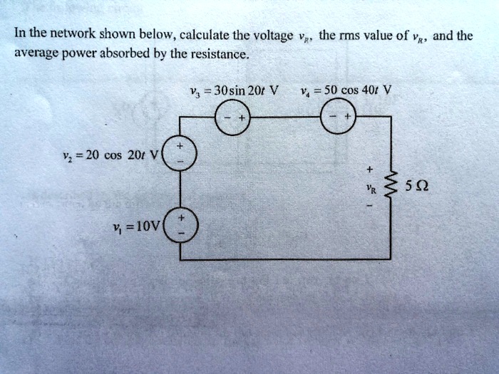 Calculate Voltage And The Rms Of Voltage In The Network Shown Below