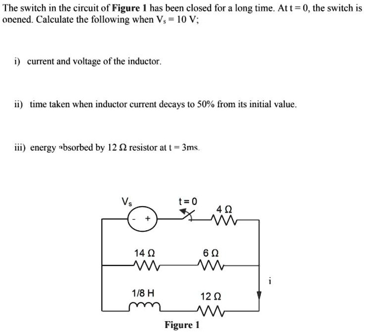 Solved The Switch In The Circuit Of Figure Has Been Closed For A Long