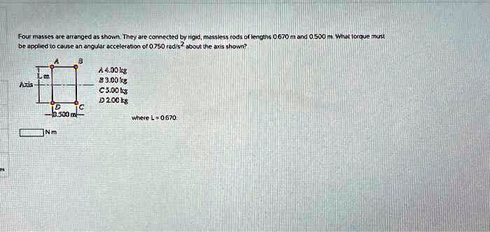 Solved Four Masses Are Arranged As Shown They Are Connected By Rigid