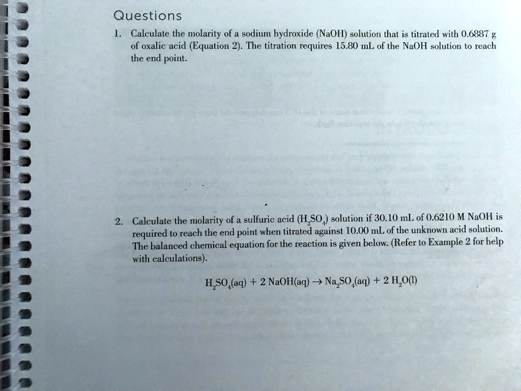 SOLVED Questions Calculate The Molarity Of A Sodium Hydroxide NaOH