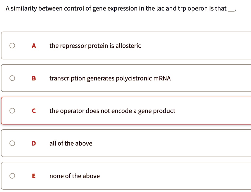 Solved A Similarity Between Control Of Gene Expression In The Lac And