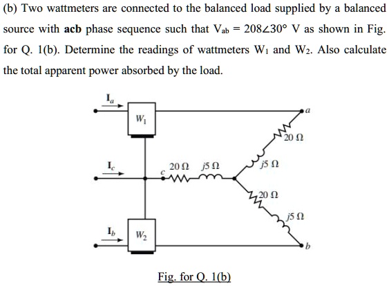 Solved B Two Wattmeters Are Connected To The Balanced Load Supplied