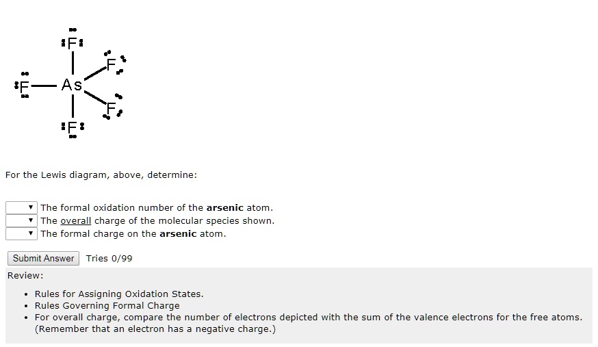 SOLVED For The Lewis Diagram Above Determine The Formal Oxidation