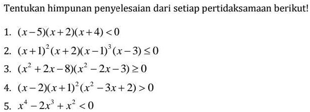 Solved Tentukan Himpunan Penyelesaian Dari Setiap Pertidaksamaan