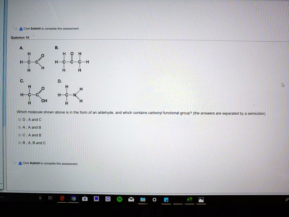 Click Submit Complete This Ssessmenl Question Which Molecule Shown