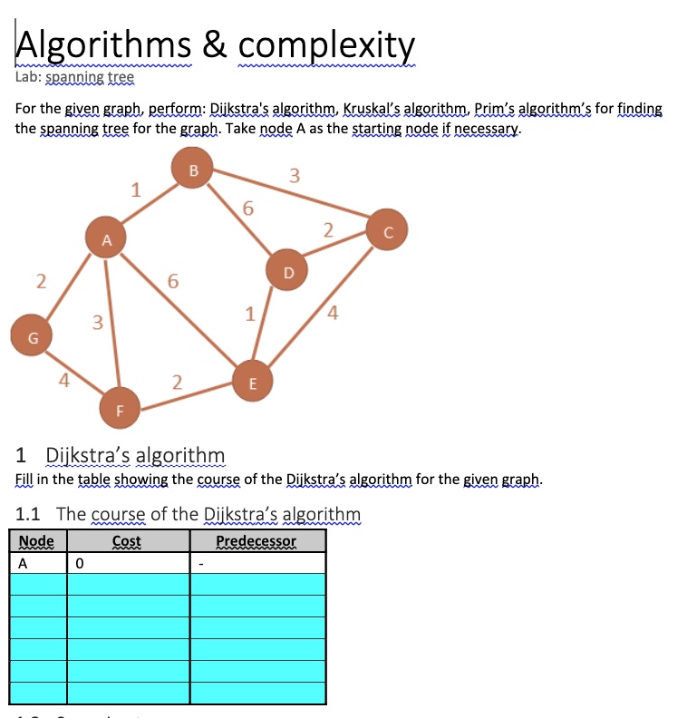 Solved Texts Algorithms Complexity Lab Spanning Tree For The Given