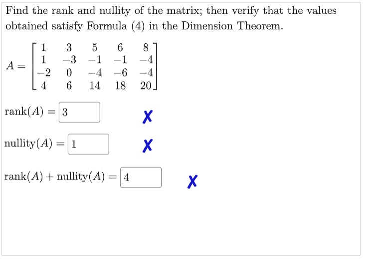 SOLVED Find The Rank And Nullity Of The Matrix Then Verify That The