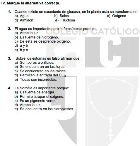 Solved Es Un Examen Bimestral Iv Marque La Alternativa Correcta