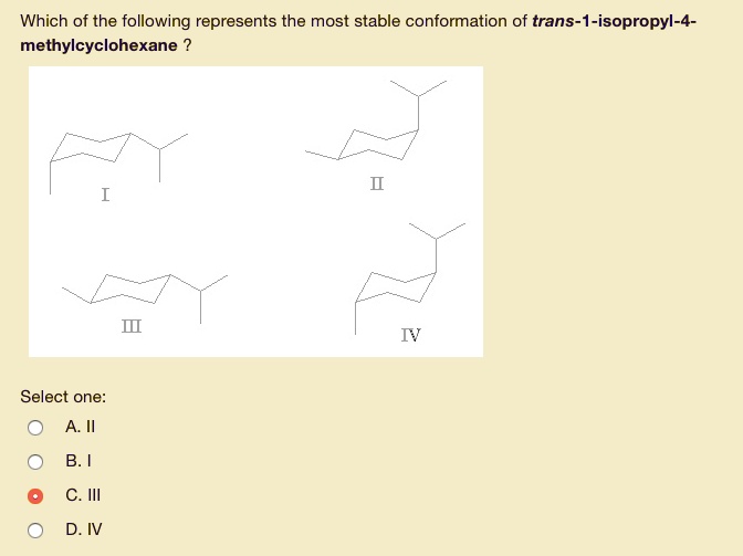 SOLVED Which Of The Following Represents The Most Stable Conformation