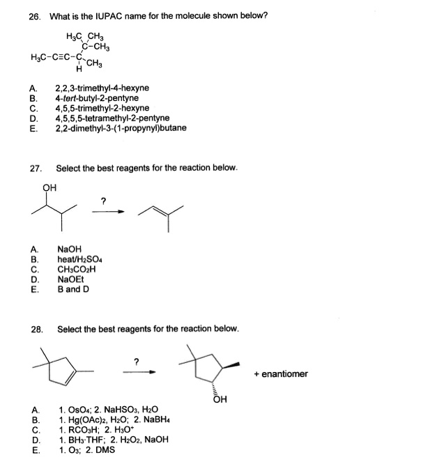 What Is The IUPAC Name For The Molecule Shown Below H SolvedLib