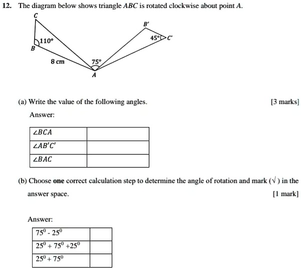 SOLVED The Diagram Below Shows Triangle ABC Is Rotated Clockwise About