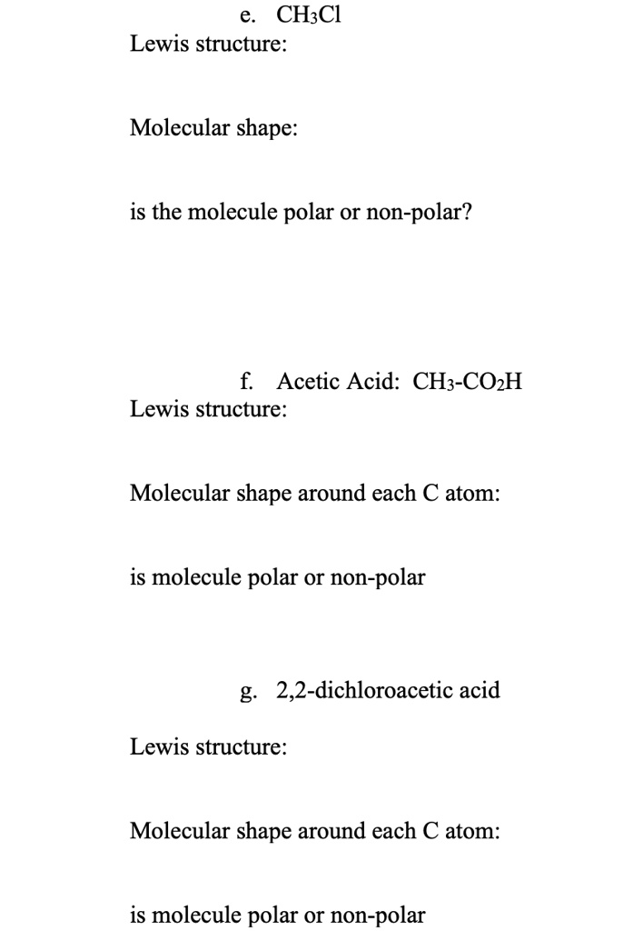 Solved Ch Cl Lewis Structure Molecular Shape Is The Molecule Polar