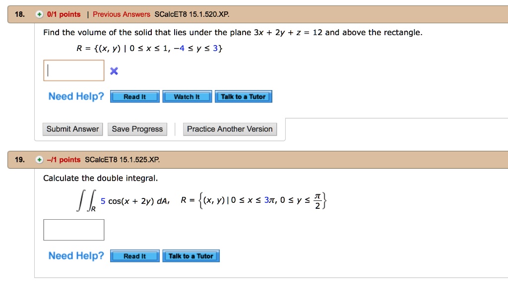 SOLVED 0 1 Points Previous Answers SCalcET8 15 1 520 XP Find The