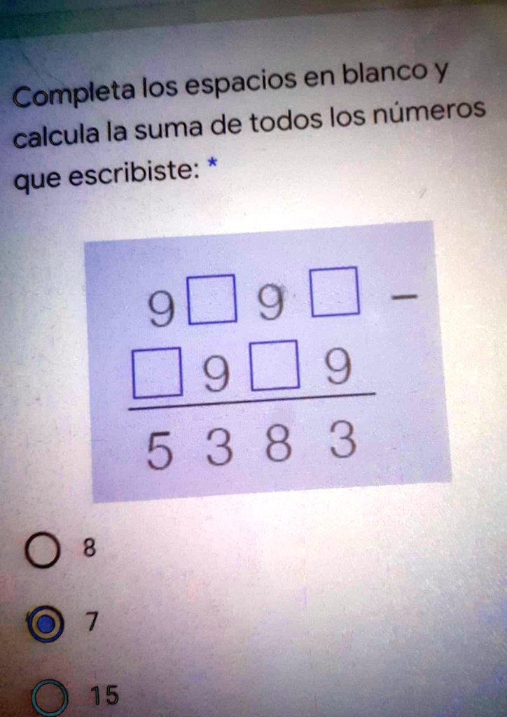 Solved Completa Los Espacios En Blanco Y Calcula La Suma De Todos Los