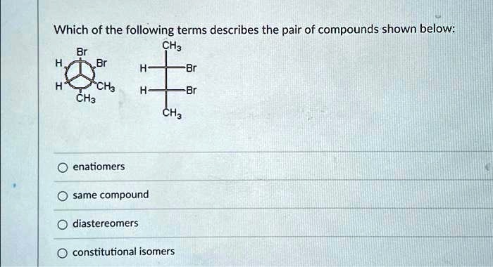 SOLVED Which Of The Following Terms Describes The Pair Of Compounds