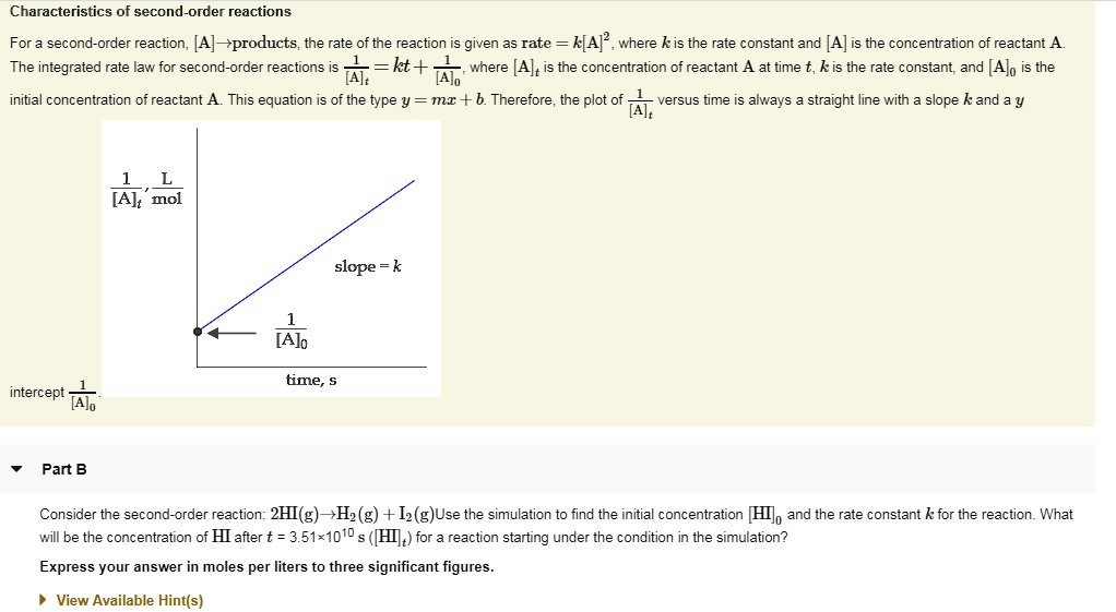 Solved Characteristics Of Second Order Reactions For Second Order