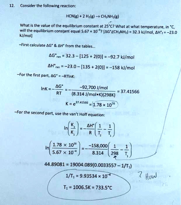 Solved Consider The Following Reaction Hcng Hzlg Ch Nhzle