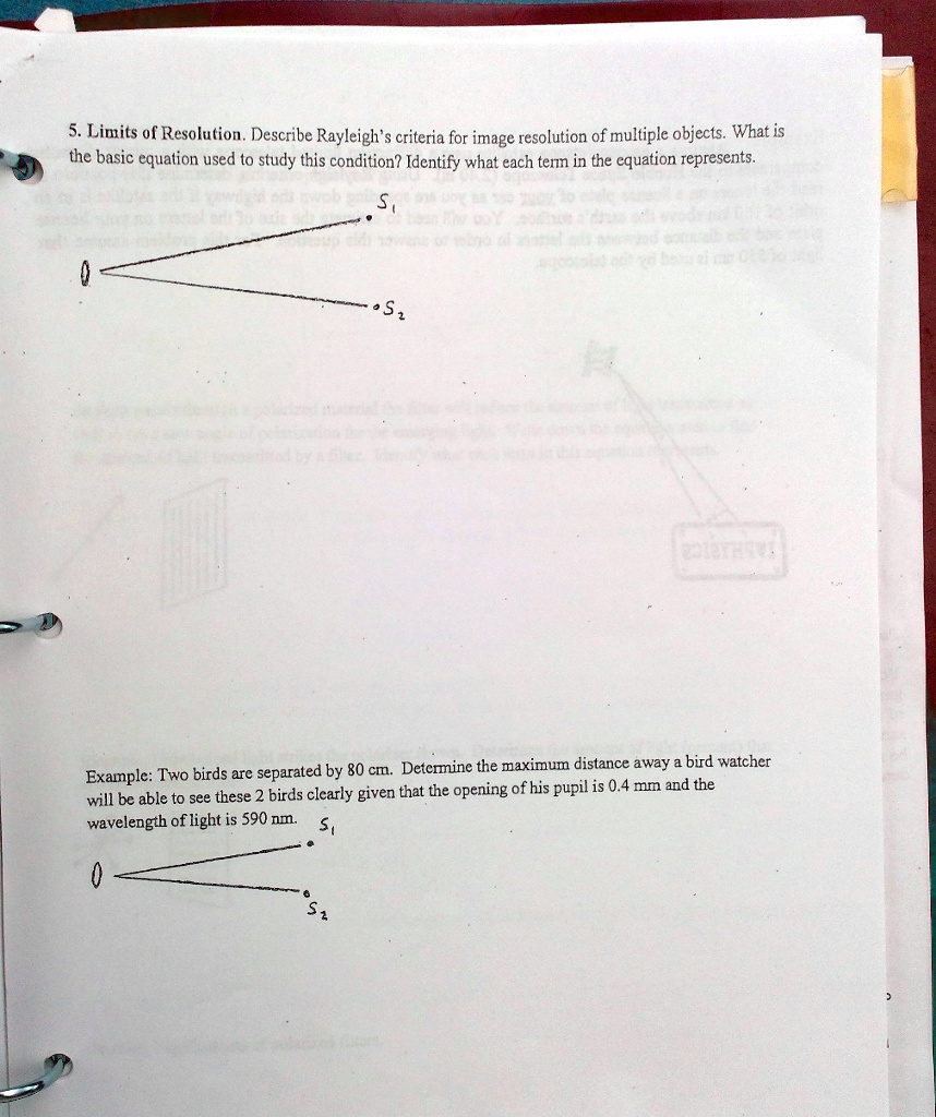 Solved Limits Of Resolution Describe Rayleigh S Criteria For Image