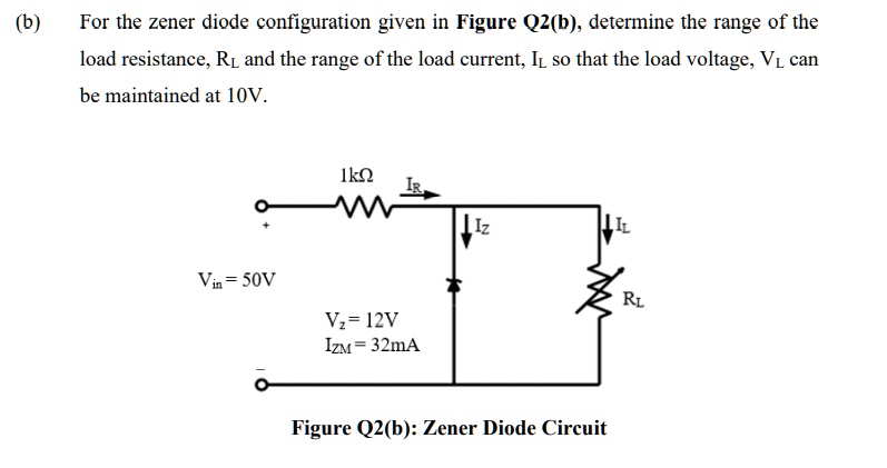 SOLVED For The Zener Diode Configuration Given In Figure Q2 B