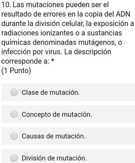 Solved Examen De Ciencias Naturales Y Salud Las Mutaciones Pueden