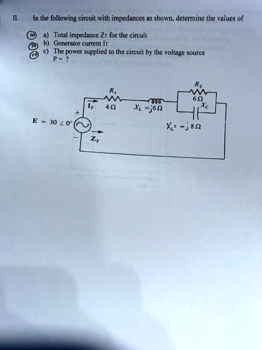 Solved Ii In The Following Circuit With Impedances As Shown