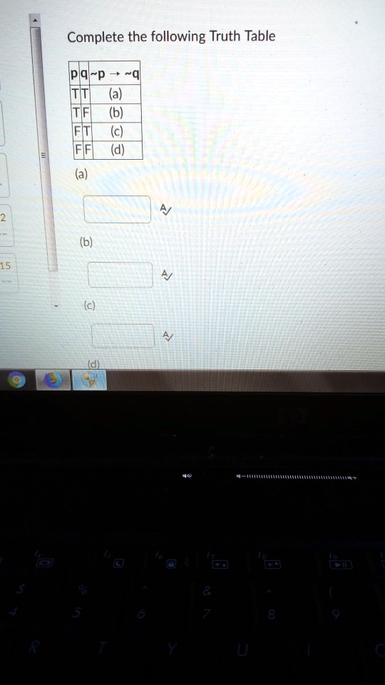 Solved Complete The Following Truth Table