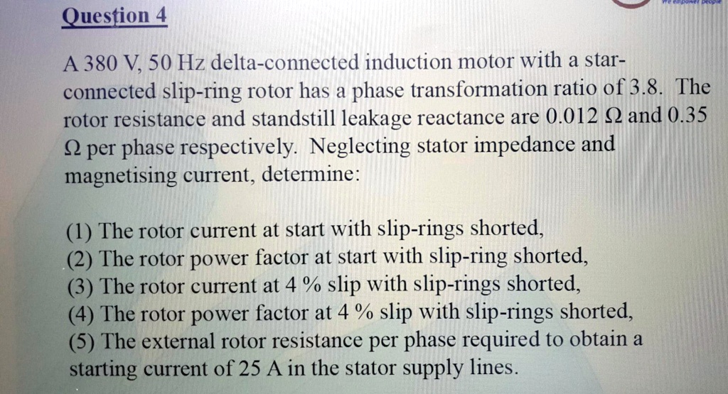 A V Hz Delta Connected Induction Motor With A Star Connected