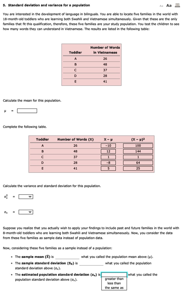 Standard Deviation And Variance For Pcpulation Aa You Are Interested