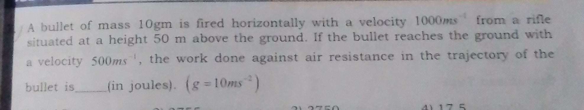 Solved A Bullet Of Mass Gm Is Fired Horizontally With A Velocity