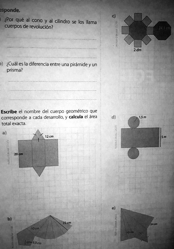 2 Escribe El Nombre Del Cuerpo Geometrico Que Corresponde A Cada