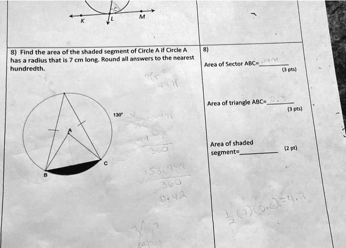 Solved Find The Area Of The Shaded Segment Of Circle If Circle Has