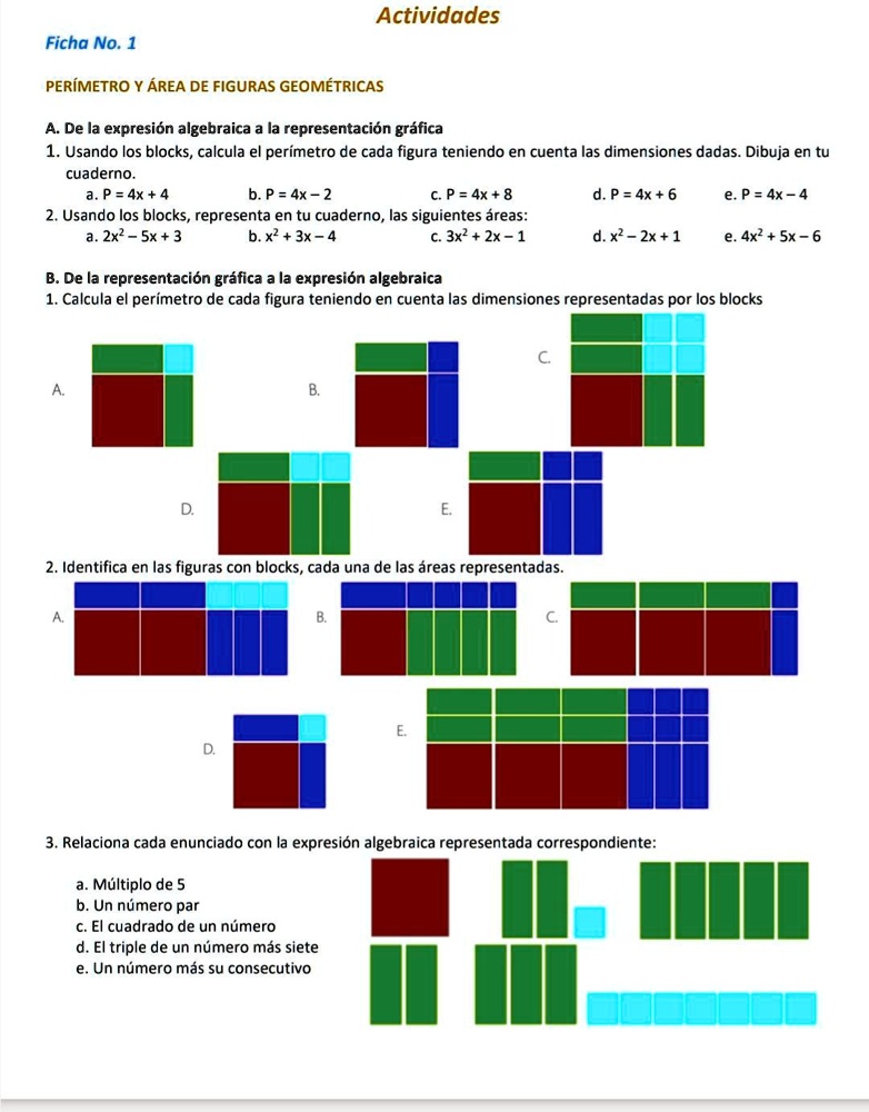 SOLVED ayúdenme en esta tarea Actividades Ficha No 1 PERIMETRO Y ÁREA