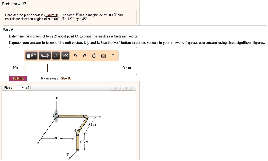 Problem Consider The Pipe Shown In Figure The Force F Has A