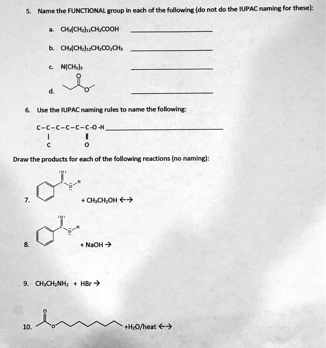 SOLVED Name The FUNCTIONAL Group In Each Of The Following Do Not Do