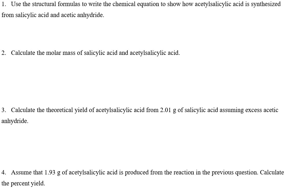 Solved Use The Structural Formulas To Write The Chemical Equation To