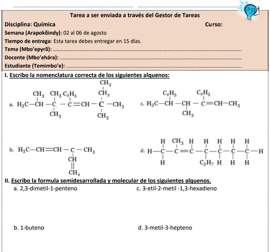 SOLVED I Escribo La Nomenclatura Correcta De Los Siguientes Alquenos