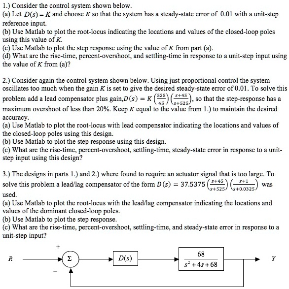 Solved Consider The Control System Shown Below Let D S K And