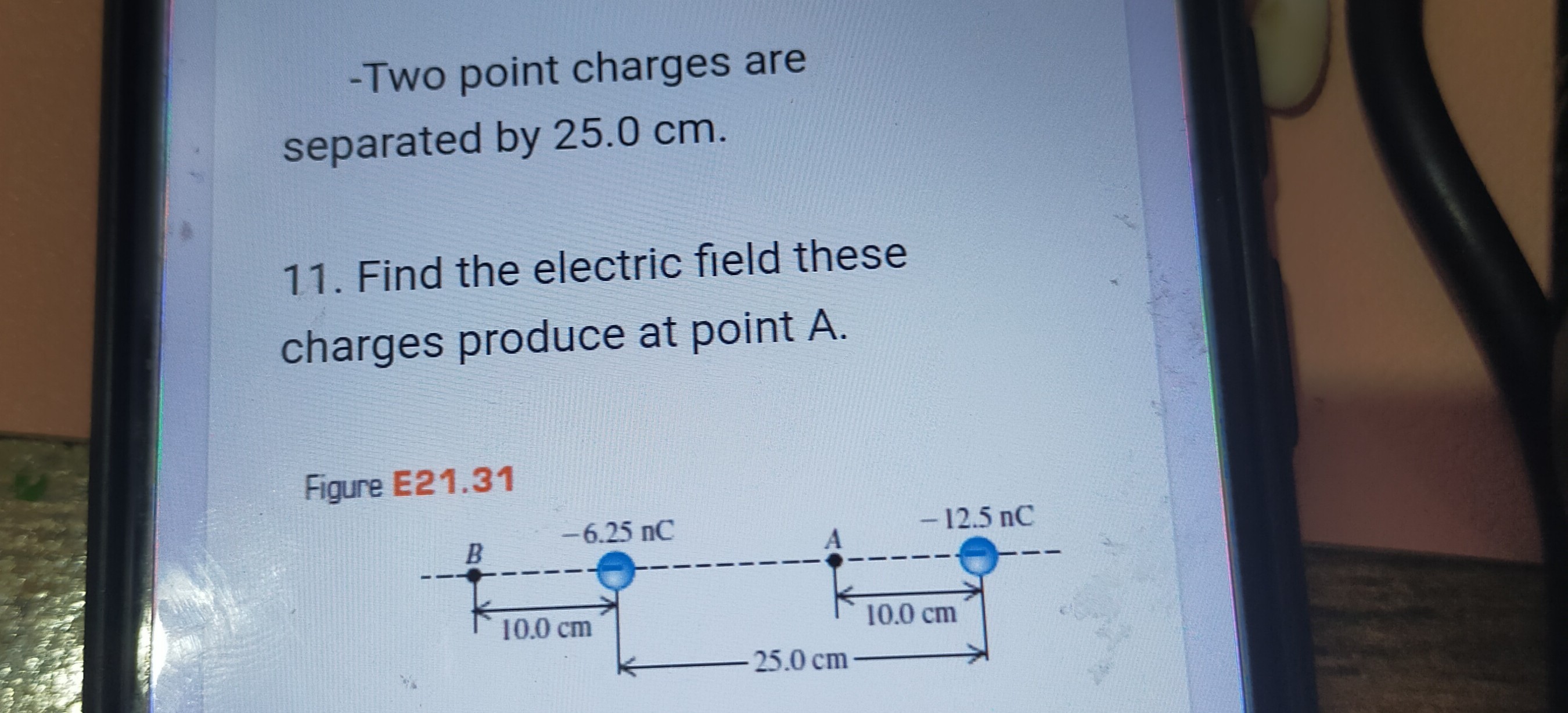 Solved Two Point Charges Are Separated By Cm Find The