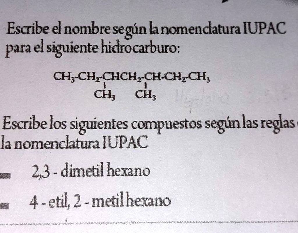 Solved Escribe El Nombre Seg N La Nomenclatura Iupac Para Los