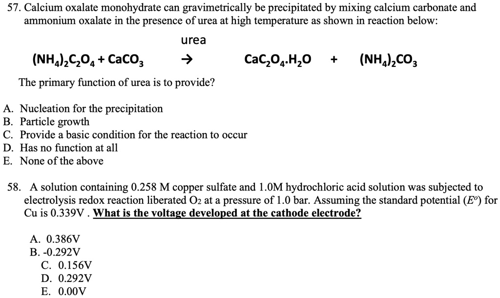 SOLVED 57 Calcium Oxalate Monohydrate Can Gravimetrically Be