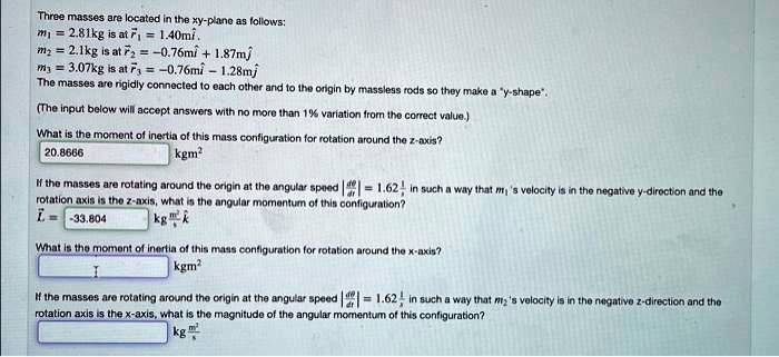 Solved Three Masses Are Located In The Xy Plane As Follows M Kg