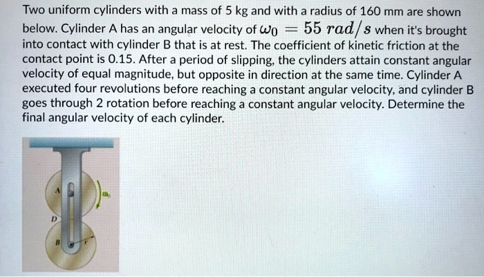 Solved Two Uniform Cylinders With A Mass Of Kg And With A Radius Of