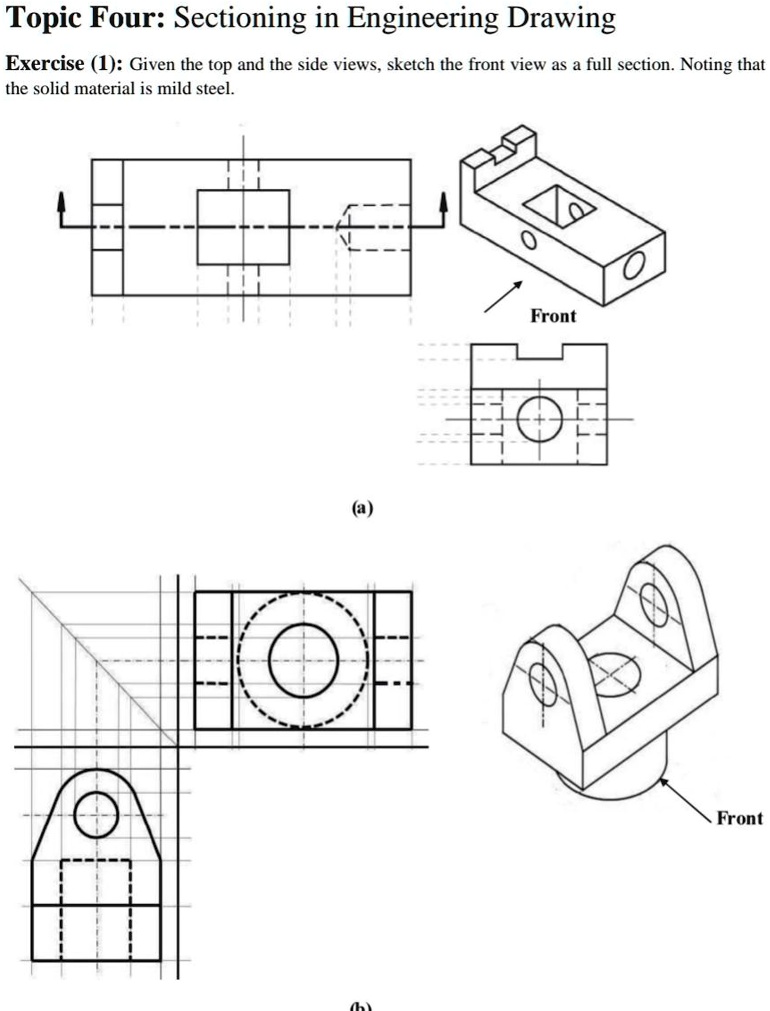 Solved By Your Hand Topic Four Sectioning In Engineering Drawing